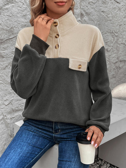 Pullover Coat Autumn And Winter Polar Fleece Contrast Color Sweatshirt