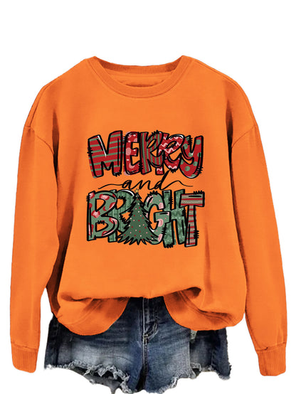 Trendy Sweater Merry And Bright Fallwinter Round Neck Long Sleeve Top In Stock