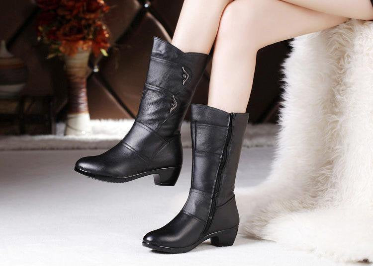 Women's Fashion Velvet Padded Warm Round Head Upper-wrapping Boots