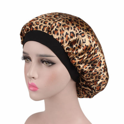 Printed Satin Elastic Wide Edge Nightcap