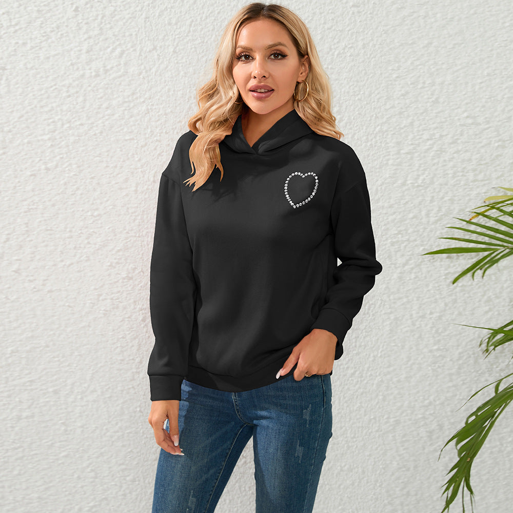 Women's Hoodie Long Sleeve Sweatshirt With Hollow Heart-shaped Design On The Back Loose Tops