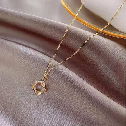 Japanese And Korean Simple Braided Ring Necklace For Women