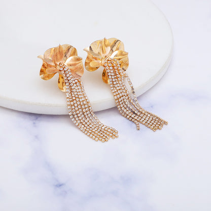 Ins Style Tassel Small Flower Online Influencer Refined Pastoral Style Earrings