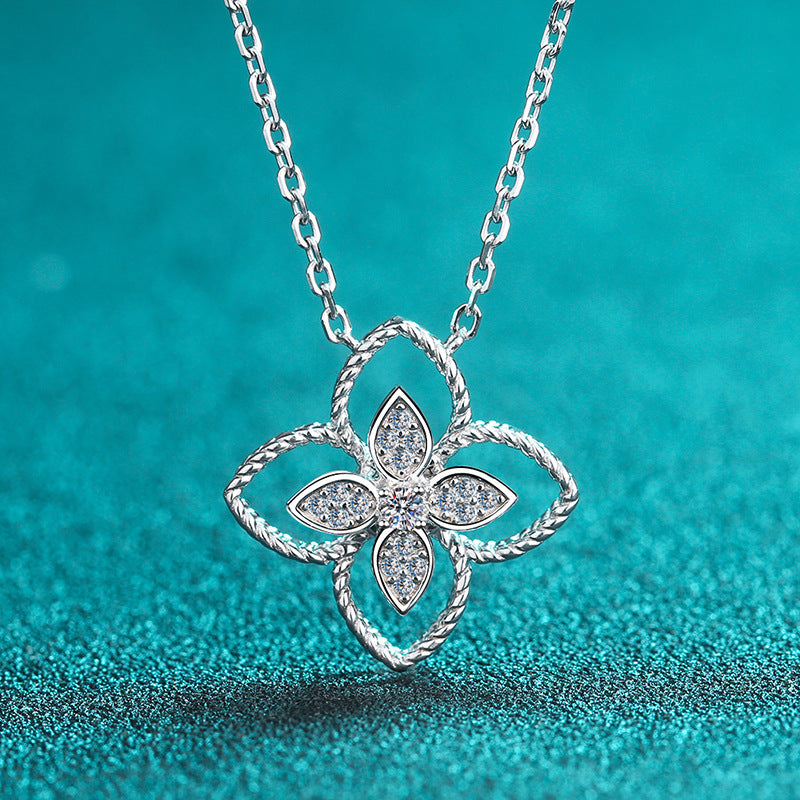 Women's Sterling Silver Plated Clover Necklace