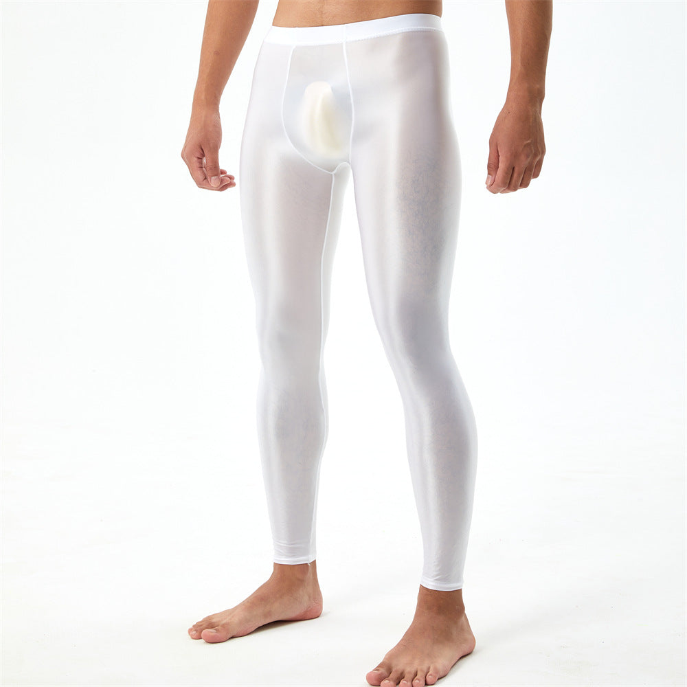 Plus Size Shiny Silky Bodybuilding Ankle-length Pants