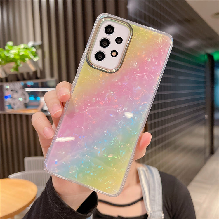 Kauri Watercolor Marble Rainbow Fish Scale S22 Phone Case S22 Anti Fall Case S22 Protective Case S21FE Mobile Phone Case