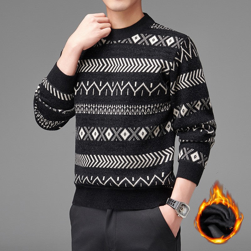 Round Neck Striped Sweater For Men