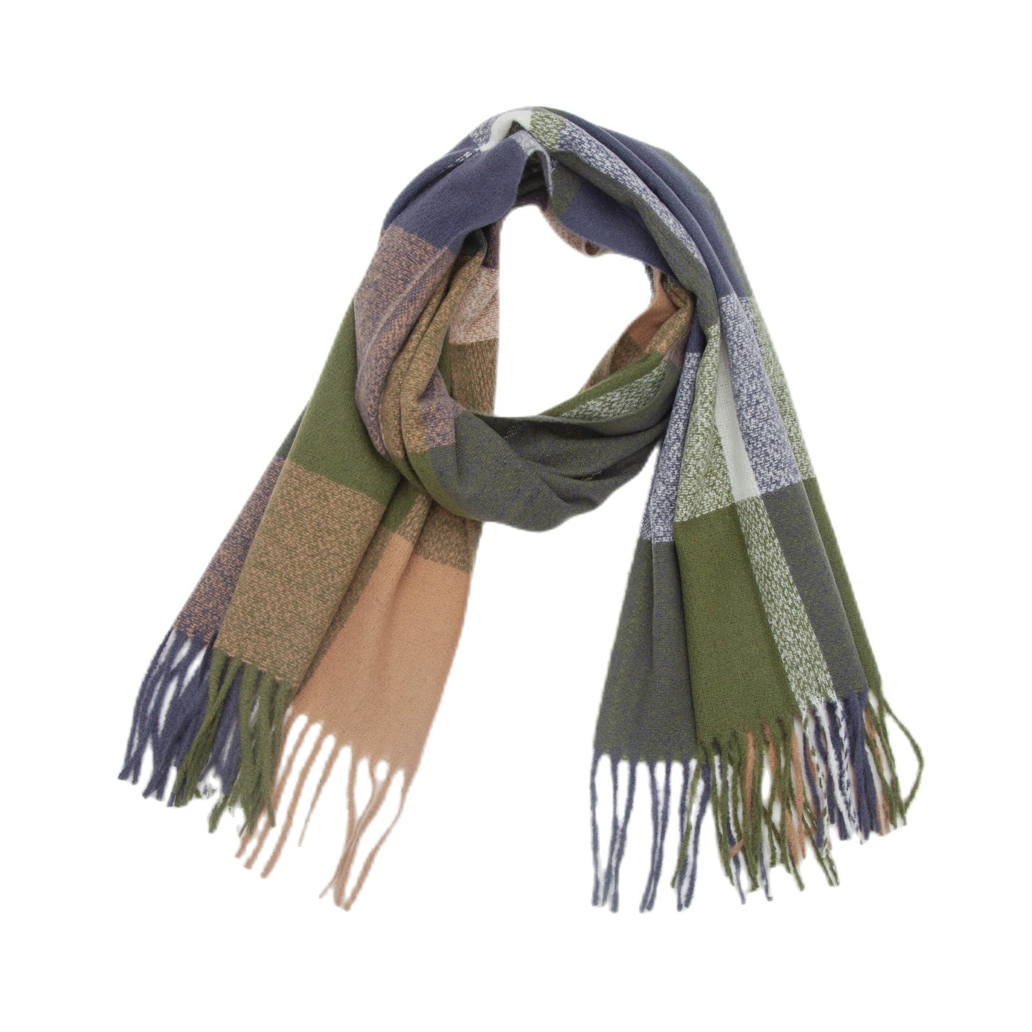 Plaid Scarf Thickened Fringe Bib Rainbow Scarf Shawl