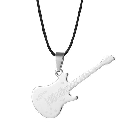 Gothic 2-layer Titanium Steel Guitar Necklace Men's Musical