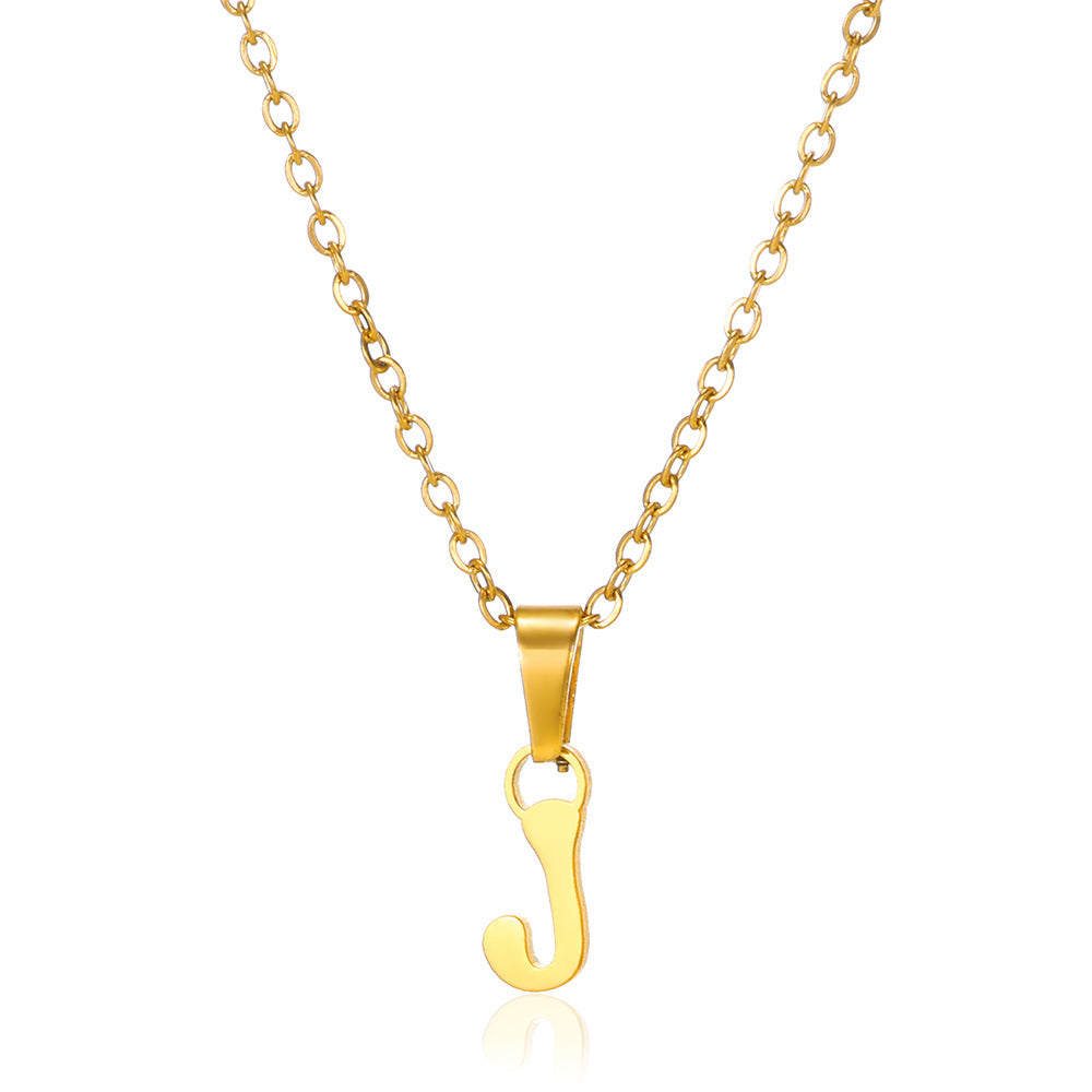 Simple 18K Gold Plating Stainless Steel Small Letter Necklace For Women