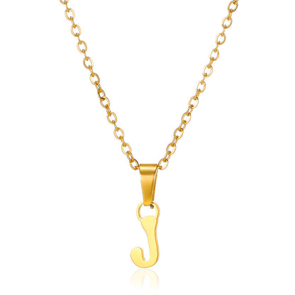 Simple 18K Gold Plating Stainless Steel Small Letter Necklace For Women