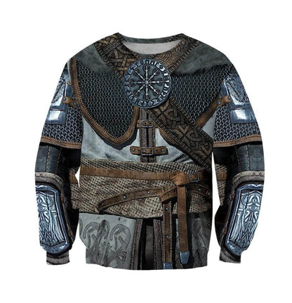 Men's Round Neck Sweater 3D Printed Viking Series Pattern Loose Sports And Leisure Pullover Top