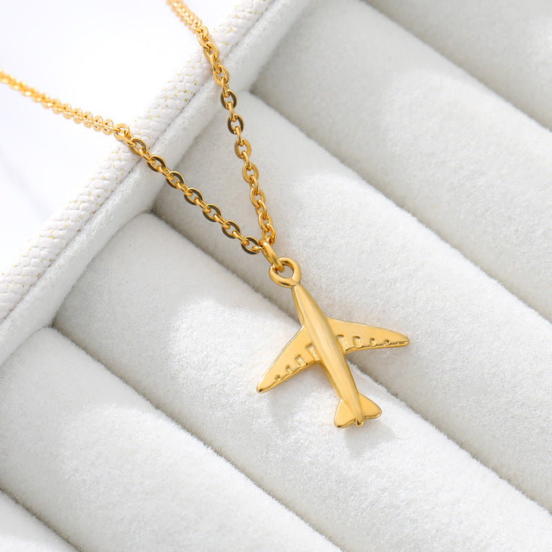 Stainless Steel Paper Plane Pendant Necklace