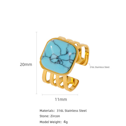 Women's Inlaid Natural Stone Ring