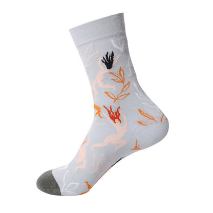 Renaissance Men And Women Mid-calf Spring And Autumn Cotton Sock