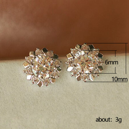 Creative Simple Zircon Flower Earrings