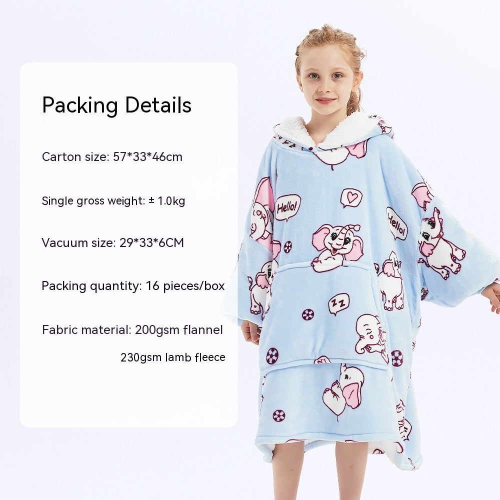 European And American Style Flannel Hooded Lazy Blanket Children Plus Size Cashmere Hoodie