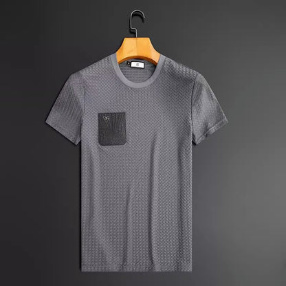 Anti-Wrinkle Houndstooth Jacquard Slim-fit Short Sleeve Men