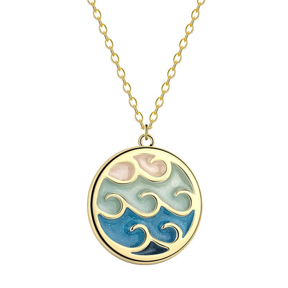 Fashionable Wave Sea Pendant Simple Trendy Stainless Steel Necklace