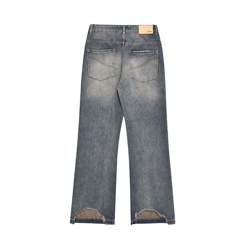 American Street Retro Washed Make Old Ripped Jeans