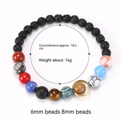 Universe Solar System Volcanic Rock Eight Planets Bracelet