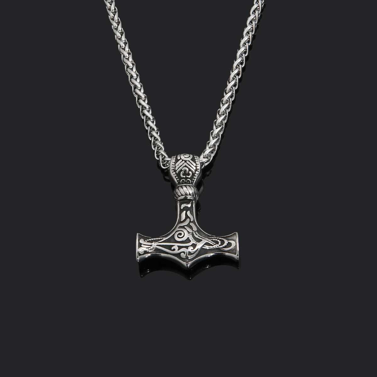 Titanium Steel Nordic Pirate Viking Myth Hammer Necklace Men