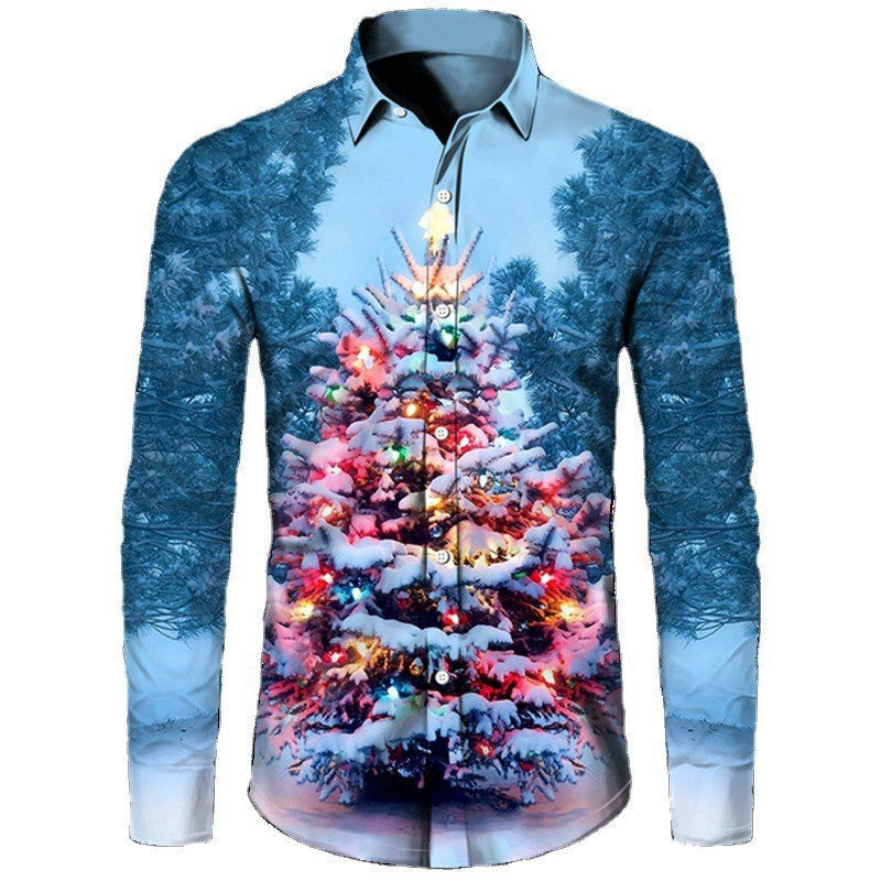 Casual Long-sleeved Shirt With Digital Printing