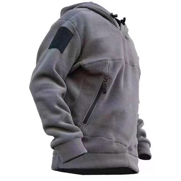 American-style Zipper Pocket Tactical Fleece Sweater Men's Hooded Thickened Thermal