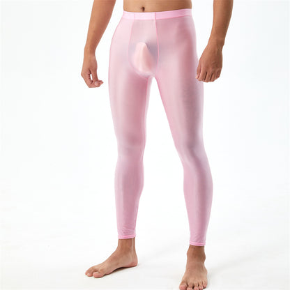 Plus Size Shiny Silky Bodybuilding Ankle-length Pants