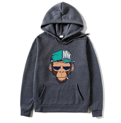 Smoking Monkey Printed Men's Hoodie Leisure Warm Sweatshirt