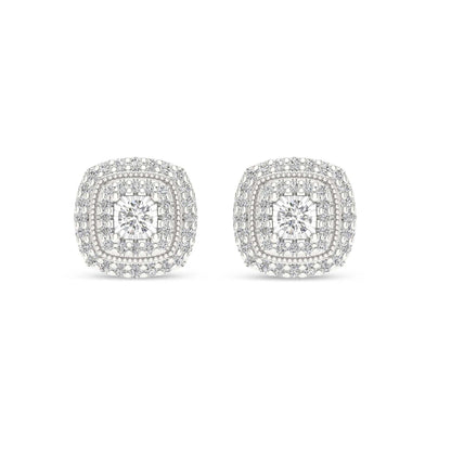 Women's Retro Square Fashion Elegant Micro Inlaid White Zircon Stud Earrings