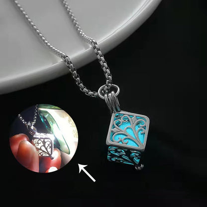 Hip Hop Hollow Out Lucky Tree Light-emitting Pendant New Cube Noctilucent Necklace