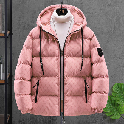 Autumn And Winter Casual Printing Popular Padded Hooded Cotton Coat Men