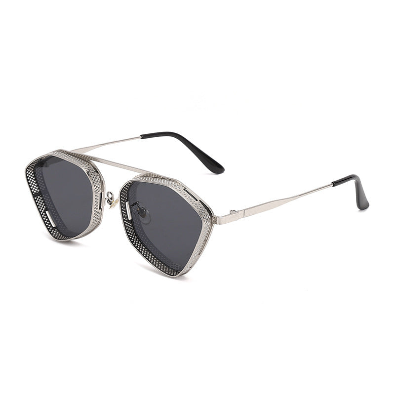 Metal Punk Glasses Steam Polygonal Sunglasses