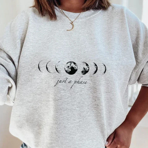 Women's Long Sleeve Pullover Printed Crew Neck Sweatshirt