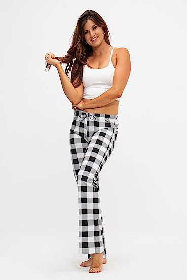 Women's Spring And Autumn Drawstring Plaid Printed Pants Length Leisure Pants Home