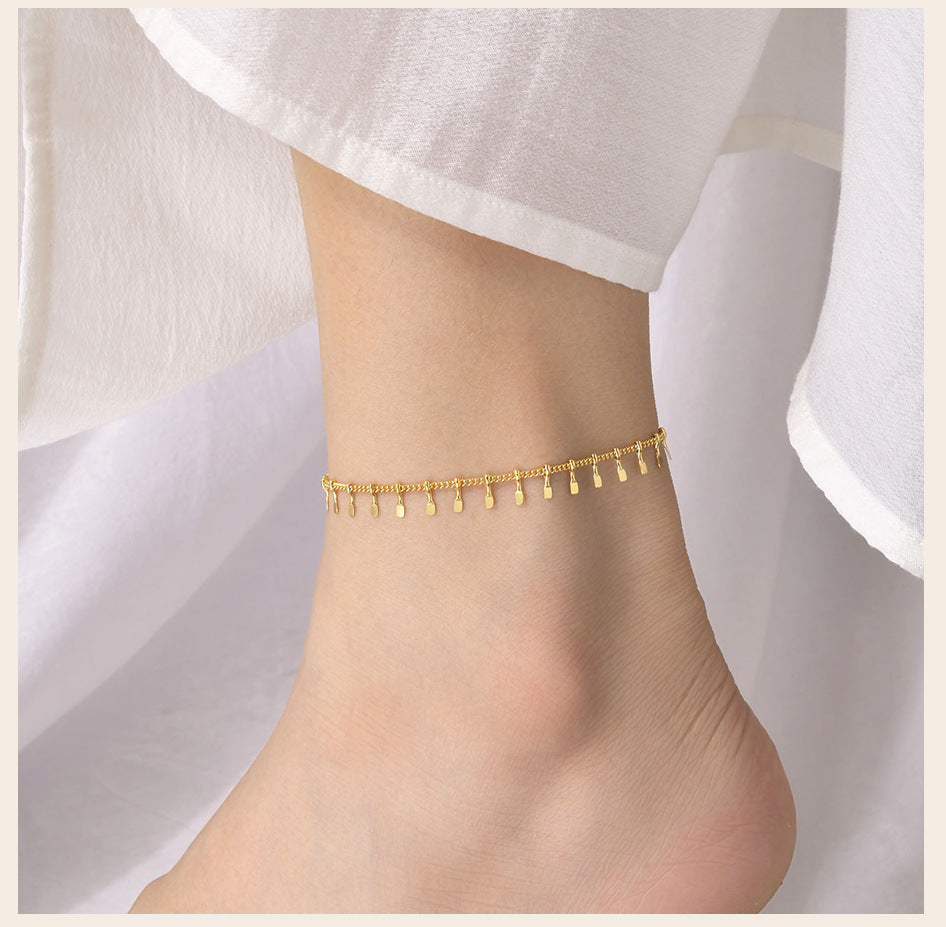 Anklet Stainless Steel Ring Tassel Anklet Bohemian Beach Foot Ornaments