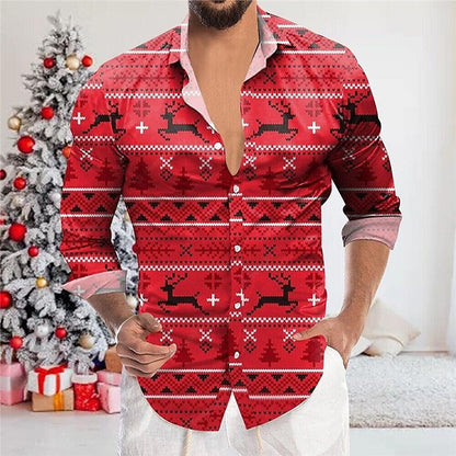 3D Digital Printing Christmas Tree Shirt Lapel