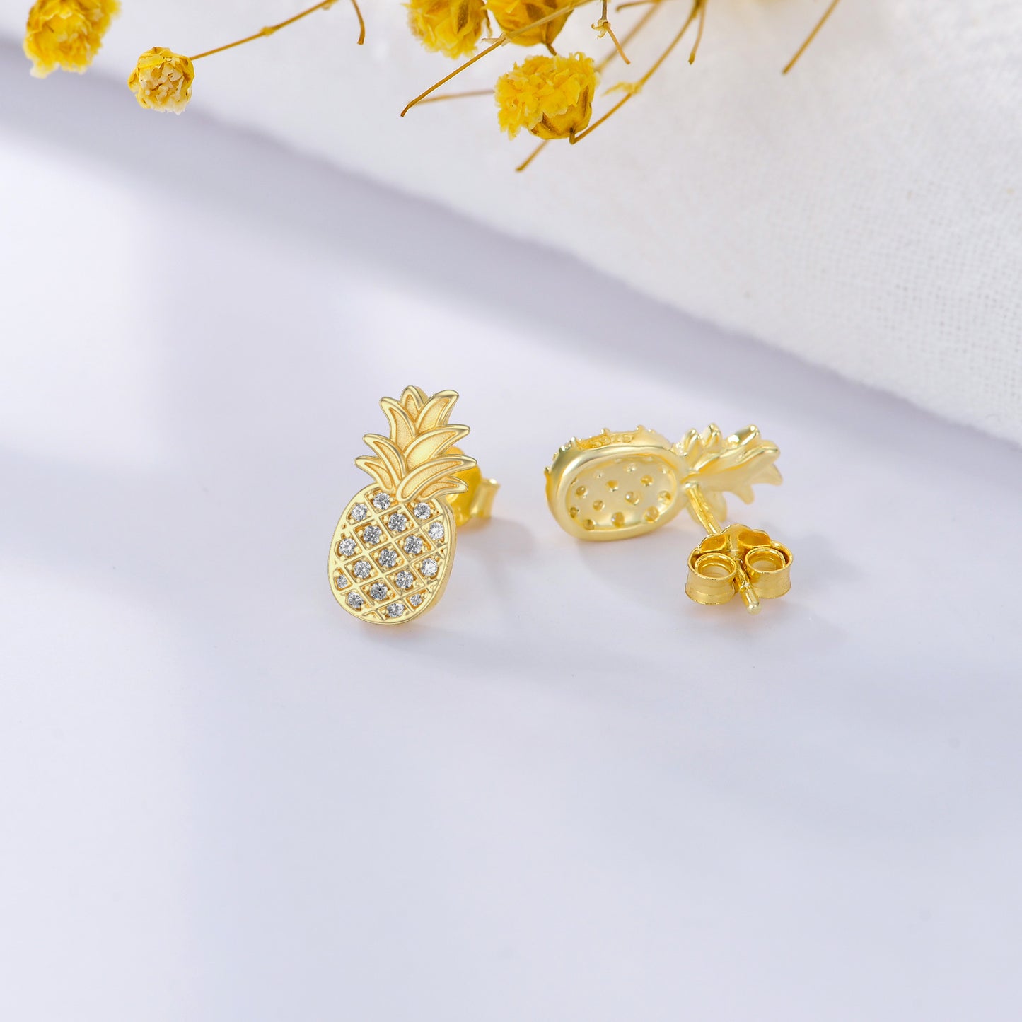 Pineapple Earrings Sterling Silver Pineapple Stud Earrings Hypoallergenic Earrings Jewelry