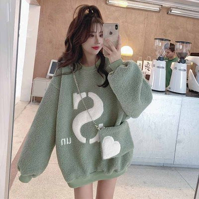 Idle Style Alphabet Plus Velvet Lamb Wool Sweater