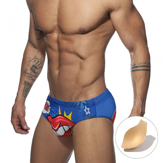 Men's Triangle Bikini Bottoms With Cups