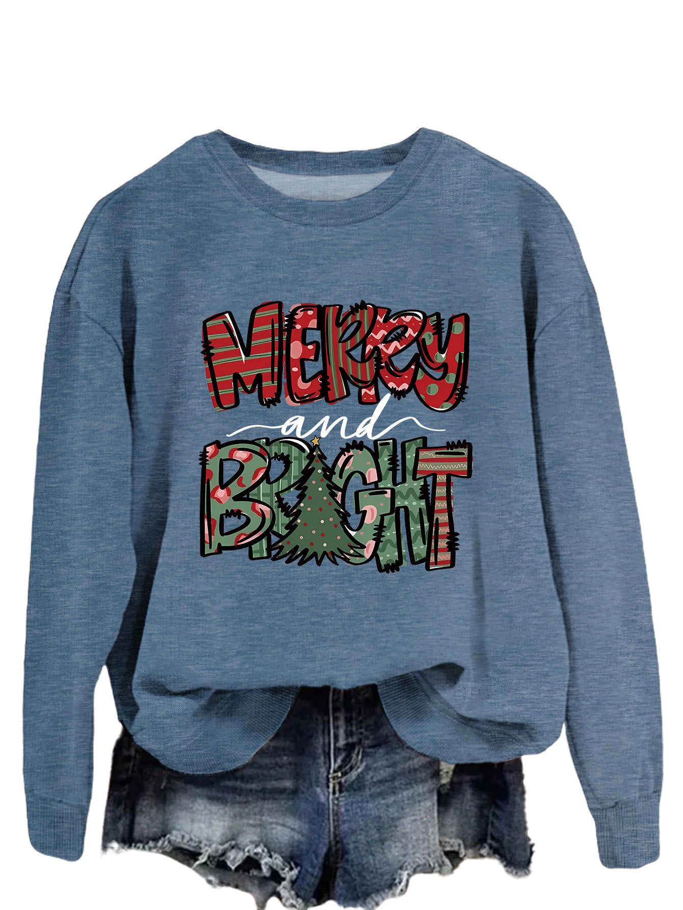 Trendy Sweater Merry And Bright Fallwinter Round Neck Long Sleeve Top In Stock