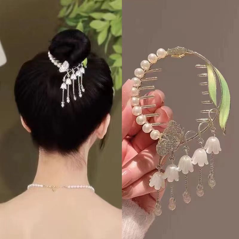 Antique Lily Tassel Hairpin Headdress