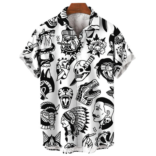 Men's Shirt 3D Digital Printing Hawaii Short Sleeve Polo Collar Top