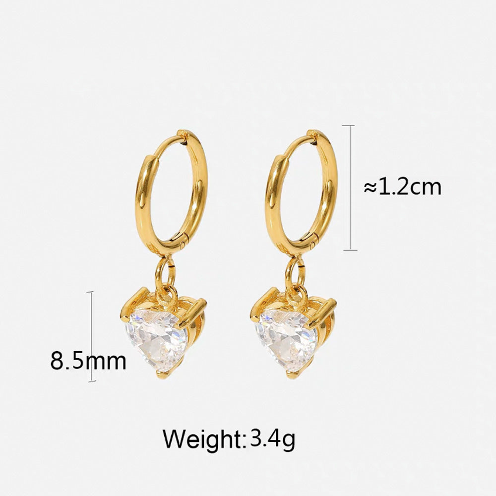 Dopamine High-grade Love Design Zircon Niche Simple All-match Earrings Female