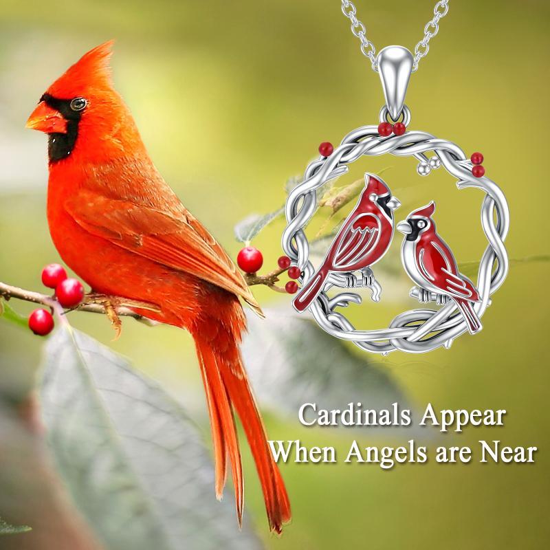 Cardinal Tree Of Life Necklace in White Gold Plated Sterling Sliver