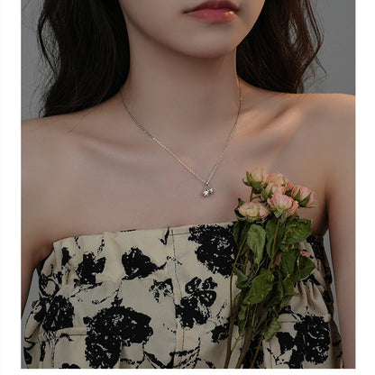 S999 Pure Silver Lily Necklace Women's High-grade All-match Clavicle Chain