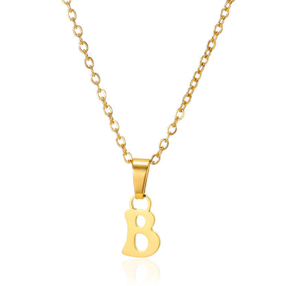 Simple 18K Gold Plating Stainless Steel Small Letter Necklace For Women