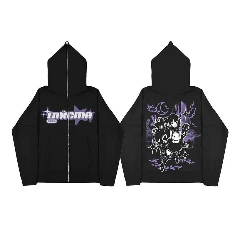 Autumn Long Sleeve Zipper ENXGMA Printed Hoodie