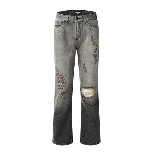 High Street Fashion Brand Retro Washed Smoky Gray Slightly Flared Jeans